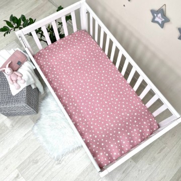 Husa saltea patuț bebe copii din bumbac 120 x 60 cm, Stelute albe